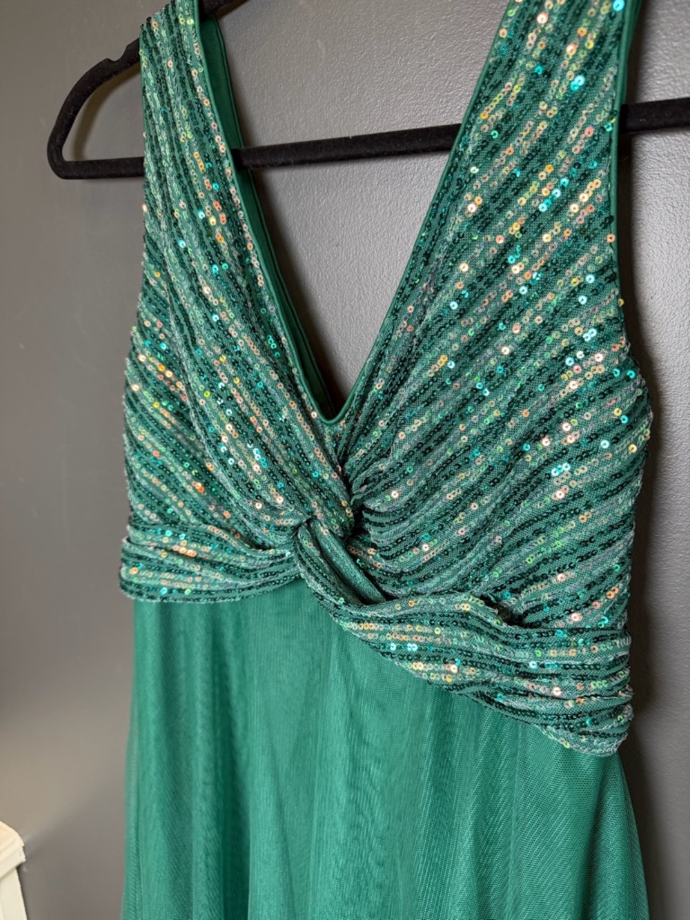 NWT Sequin Dress Evening Gowns Tulle Long Empire Waist Twist Formal Maxi Large - Picture 6 of 12